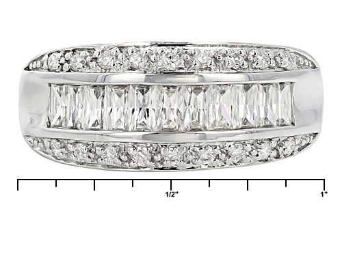 Moissanite Fire® 1.35ctw Diamond Equivalent Weight Baguette And Round Platineve™ Ring - Size 6