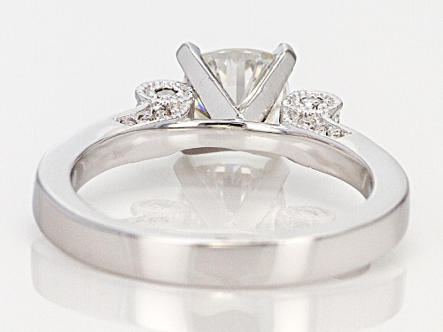 Moissanite Fire® 1.62ctw Dew Square Cushion Cut And Round Platineve™ Ring - Size 6