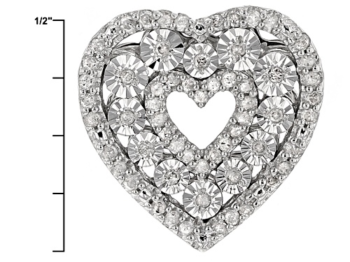 Monture Diamond™ .21ctw Round White Diamond Rhodium Over Silver Heart Pendant W/18