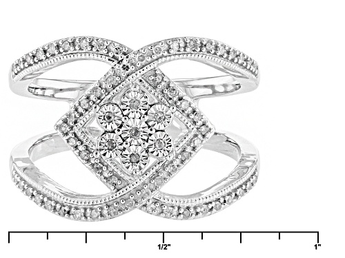Monture Diamond™ .21ctw Round White Diamond Rhodium Over Sterling Silver Cluster Ring - Size 6