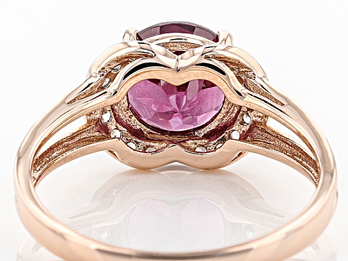 1.78ct Round Grape Color Garnet With .14ctw Round White Zircon 10k Rose Gold Ring. - Size 7