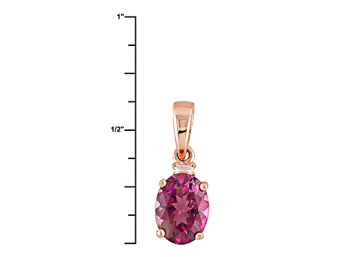 .94ct Oval Rubellite And .20ct Baguette White Zircon 10k Rose Gold Pendant With Chain