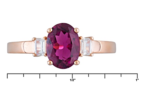.94ct Oval Rubellite And .20ctw Baguette White Zircon 10k Rose Gold Ring - Size 8