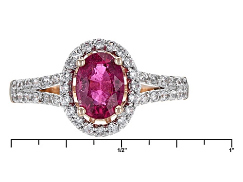 .75ct Oval Rubellite With .31ctw Round White Zircon 10k Rose Gold Ring - Size 8