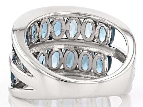 3.00ctw Oval London Blue Topaz Rhodium Over  Sterling Silver Double Band Ring - Size 7