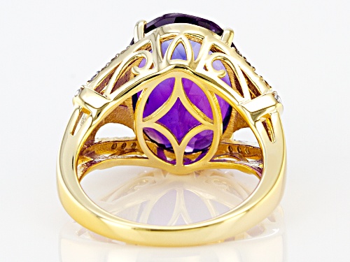 7.23ct African Amethyst with .08ctw Champagne Diamonds 18k Yellow Gold Over Sterling Silver Ring - Size 8