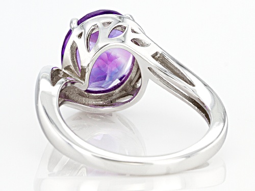 2.72ct Oval Purple Amethyst Rhodium over Sterling Silver Solitaire Ring - Size 8