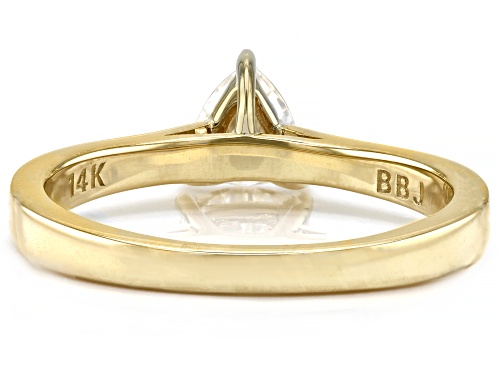 MOISSANITE FIRE(R) .40CT DEW TRILLION CUT 14K YELLOW GOLD RING - Size 6