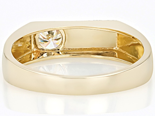 0.70ct Round Strontium Titanate 10k Yellow Gold Unisex Ring - Size 11