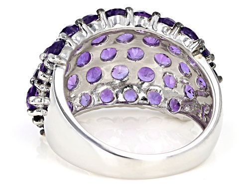 5.76ctw Round African Amethyst Rhodium Over Sterling Silver Band Ring - Size 6