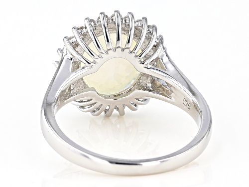 2.04ct Oval Ethiopian Opal With .48ctw White Zircon Rhodium Over Sterling Silver Halo Ring - Size 6