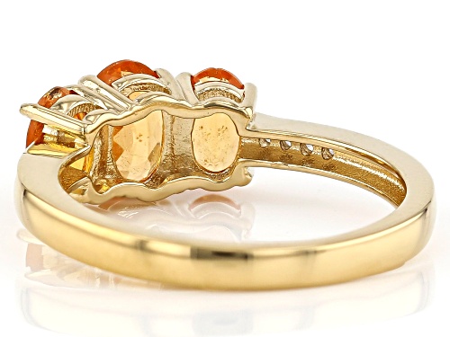 1.76CTW OVAL MANDARIN GARNET WITH .05CTW WHITE ZIRCON 18K YELLOW GOLD OVER STERLING SILVER RING - Size 7