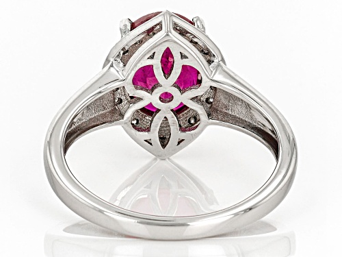 3.50ct Mahaleo(R) Ruby And 0.16ctw White Diamond Rhodium Over Silver Ring - Size 8