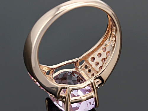 3.78ct Cushion Kunzite With .30ctw Pink Sapphire And .10ctw White Zircon 10k Rose Gold Ring - Size 8