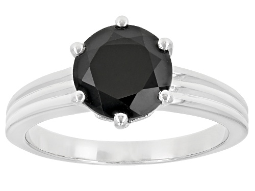 9.46ctw Round Black Spinel Rhodium Over Silver Solitaire Ring, Earring, Pendant W/Chain Jewelry Set