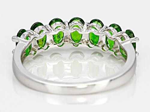 1.48ctw Oval Russian Chrome Diopside Rhodium Over Sterling Silver 7-Stone Ring - Size 7