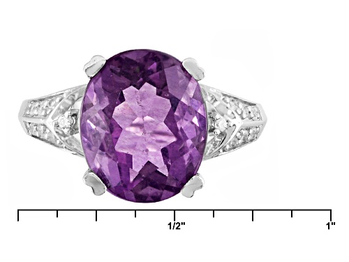 5.02ct Oval Purple Fluorite With .16ctw Round White Zircon Sterling Silver Ring - Size 11