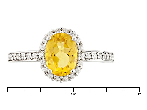 .80ct Oval Yellow Beryl With .22ctw Round White Zircon Sterling Silver Ring - Size 11
