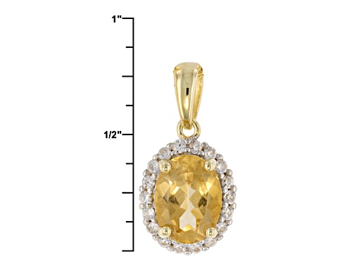 1.00ct Yellow Beryl And .16ctw White Zircon 18k Yellow Gold Over Sterling Silver Pendant With Chain