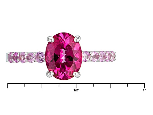 1.62ct Oval Pink Danburite With .37ctw Round Pink Sapphire Sterling Silver Ring - Size 11