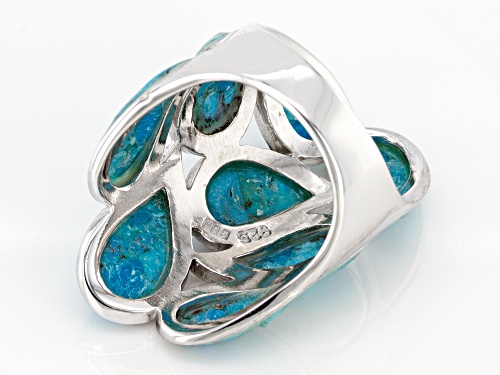 Pear shape turquoise rhodium over sterling silver ring - Size 6