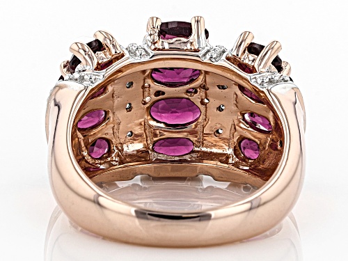 2.90ctw Raspberry Color Rhodolite with .06ctw White Zircon 18k Rose Gold Over Sterling Silver Ring - Size 7