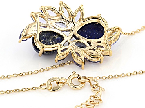 10x7mm Lapis Lazuli With 2.44ctw Tanzanite 18k Yellow Gold Over Sterling Silver Pendant With Chain