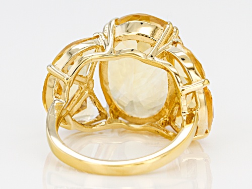 9.77ct Oval & 3.31ctw Fancy Shape Citrine 18k Yellow Gold Over Sterling Silver Ring - Size 7