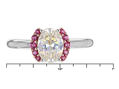 1.56ct Strontium Titanate and .10ctw Burmese Pink Spinel Sterling Silver Ring - Size 11