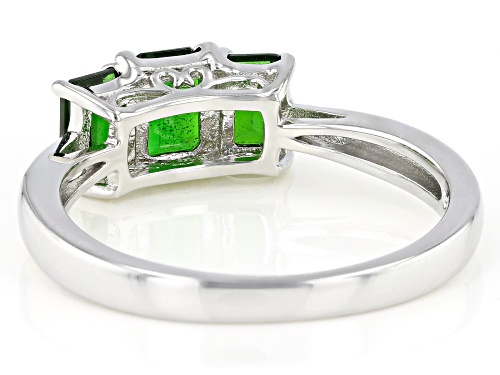 1.94ctw Emerald Cut Russian Chrome Diopside Rhodium Over Sterling Silver 3-Stone Ring - Size 12