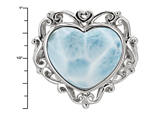 16x14mm Heart Shape Cabochon Larimar Sterling Silver Ring - Size 5