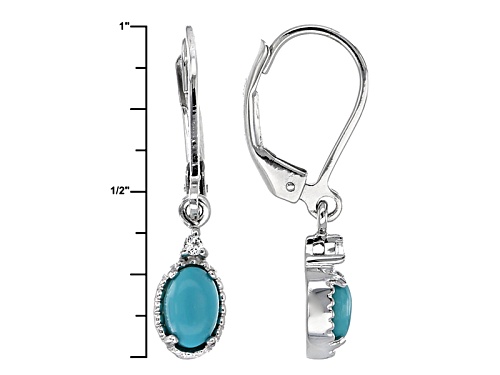 Sleeping Beauty Turquoise And .16ctw White Topaz Rhodium Over Silver Ring, Pendant, And Earring Set