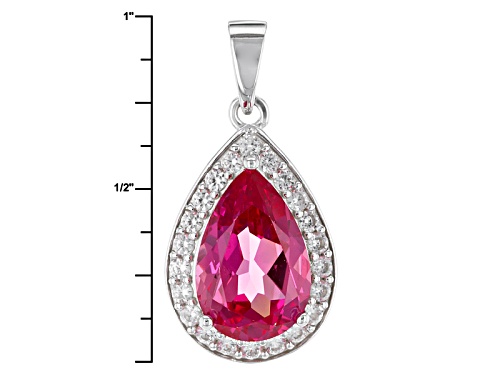 3.15ct Lab Created Padparadscha Sapphire And .41ctw White Zircon Silver Pendant With Chain
