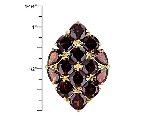 9.55ctw Square Cushion And Pear Shape Vermelho Garnet™ 18k Yellow Gold Over Sterling Silver Ring - Size 6