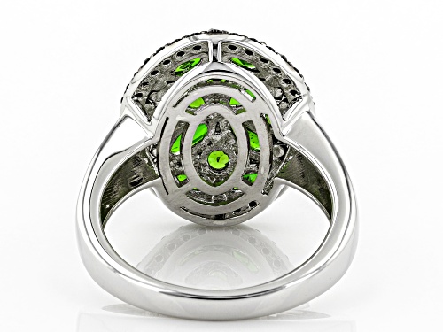 2.15ctw Chrome Diopside with .47ctw Black Spinel Rhodium Over Sterling Silver Ring - Size 8