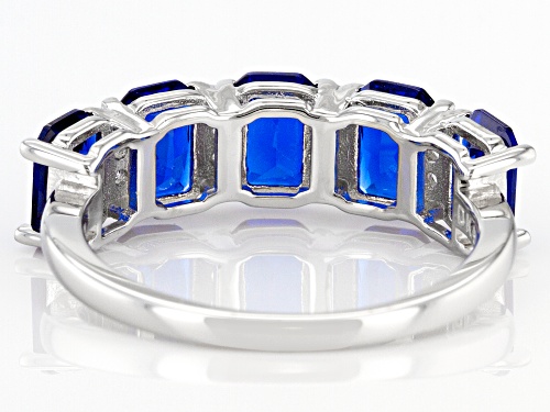 2.47ctw Lab Created Blue Spinel with .07ctw Lab White Sapphire Rhodium Over Sterling Silver Ring - Size 7