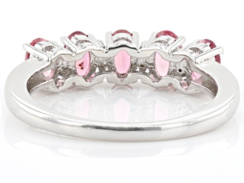0.94ctw Pink Tourmaline And 0.04ctw Round White Diamond Accent Rhodium Over Sterling Silver Ring - Size 8