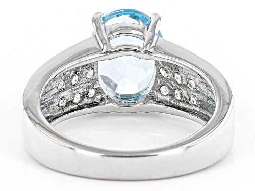 2.80ct Glacier Topaz™ And 0.22ctw White Topaz Rhodium Over Sterling Silver Ring - Size 8