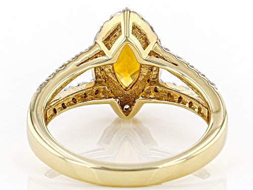 0.79ct Marquise Madeira Citrine With 0.29ctw Round White Zircon 18K Yellow Gold Over Silver Ring - Size 10