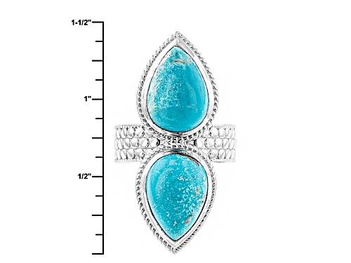14x10mm Pear Shape Turquoise Cabochon Sterling Silver Ring - Size 8