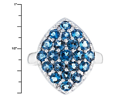 2.44ctw Round London Blue Topaz Sterling Silver Cluster Ring - Size 8