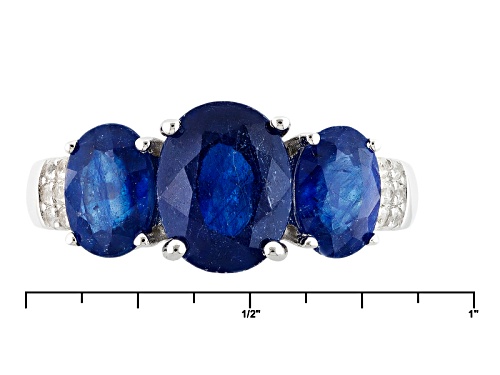 3.82ctw Oval Mahaleo® Blue Sapphire With .16ctw Round White Zircon Sterling Silver 3-Stone Ring - Size 12