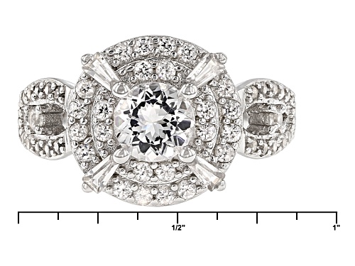 .71ct Round Danburite With .93ctw Tapered Baguette And Round White Zircon Sterling Silver Ring - Size 12