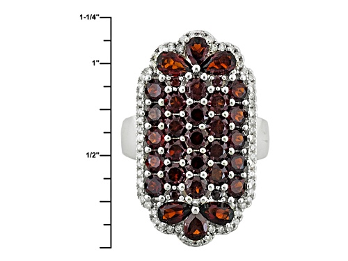 3.81ctw Round And Pear Shape Vermelho Garnet™ With .37ctw Round White Zircon Silver Ring - Size 6