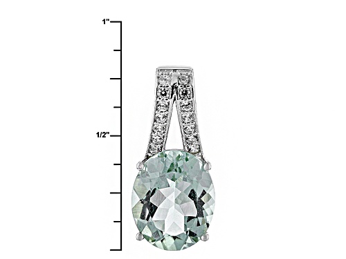 2.55ct Green Prasiolite With .12ctw Round White Zircon Sterling Silver Pendant With Chain