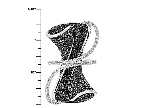 2.06ctw Round Black Spinel With .42ctw Round White Zircon Sterling Silver Ring - Size 5