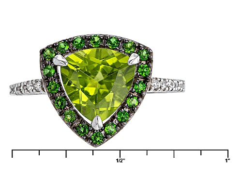 1.91ct Manchurian Peridot™, .23ctw Russian Chrome Diopside, And .07ctw White Zircon Silver Ring - Size 11