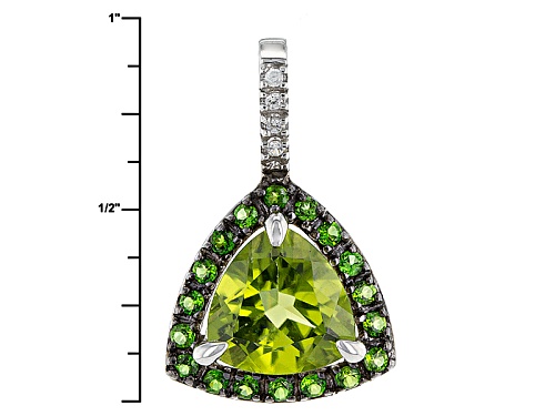 1.91ct Manchurian Peridot™ With .26ctw Chrome Diopside And White Zircon Silver Pendant With Chain