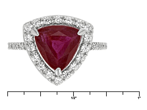 2.97ct Trillion Mahaleo® Ruby With .37ctw Round White Zircon Sterling Silver Ring - Size 11
