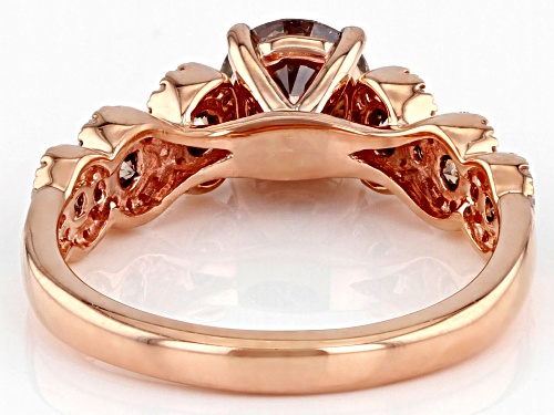 1.25ctw Round Champagne And White Diamond 10k Rose Gold Center Design Ring - Size 4.5